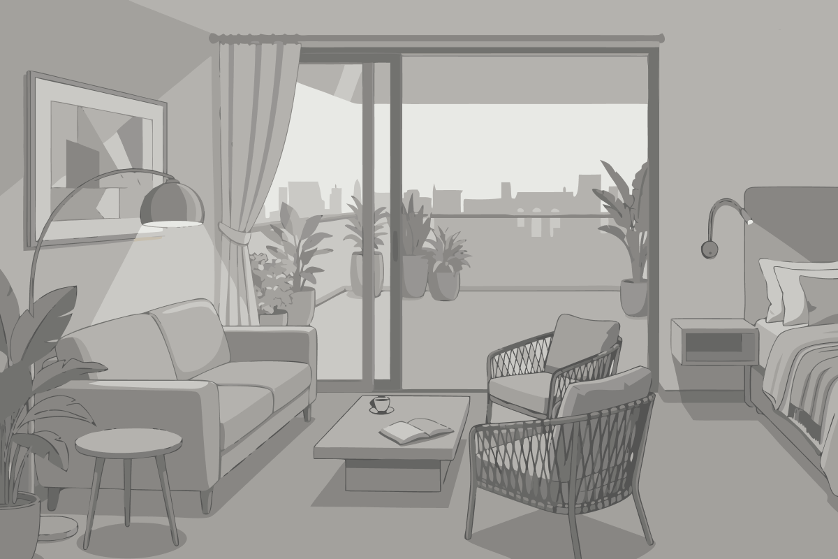 Superior Zimmer mit Kingsize-Bett, Meerblick und Terrasse